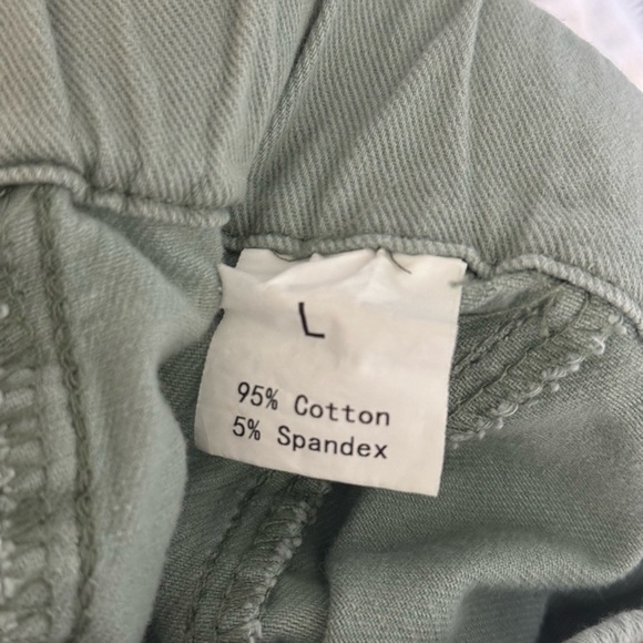 ENTYINEA Women's Flare Jeans Elastic Stretchy Cotton Denim Pants Sage Green L - Picture 10 of 10